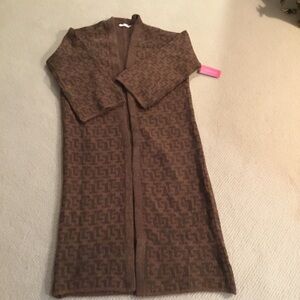 Shoe Dazzle Brown Textured Cardigan
